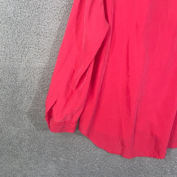 Chico's Button Up Womens 2 Red Solid Long Sleeve Pockets High Low Casual Adult - Picture 9 of 15